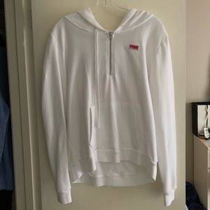 VS Pink quarterzip hoodie w/ design on back